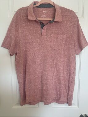 Sonoma Heathered Rose Short-Sleeve Polo with Dark Contrast Trim